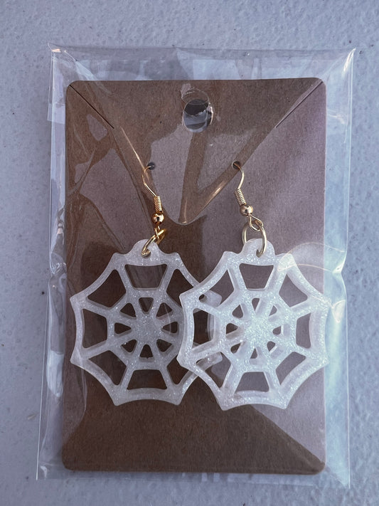 White Spiderweb Earrings