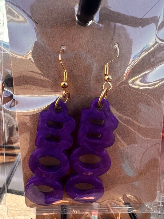 Purple “Boo!” Earrings